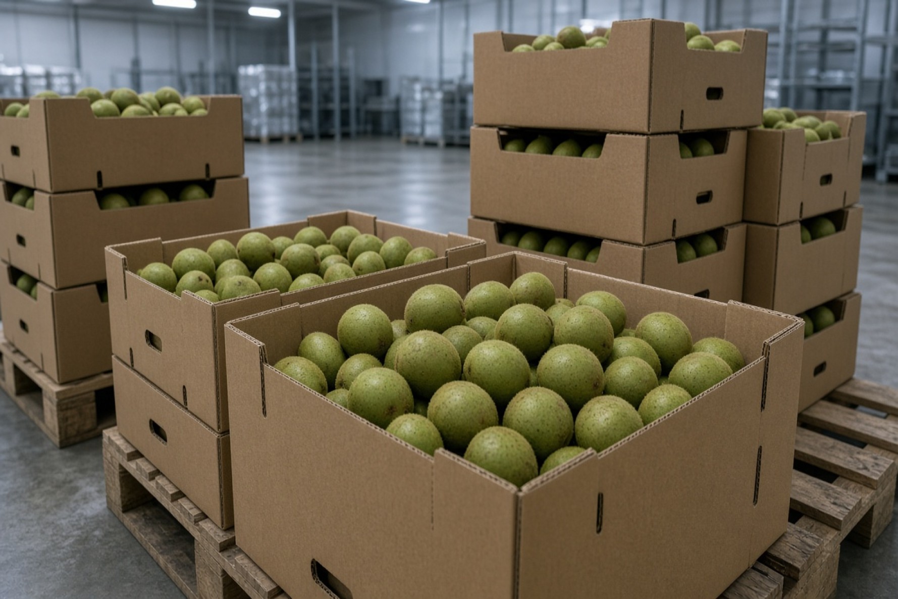 Iran kiwi export; export cartons in cold storage and cold chain
