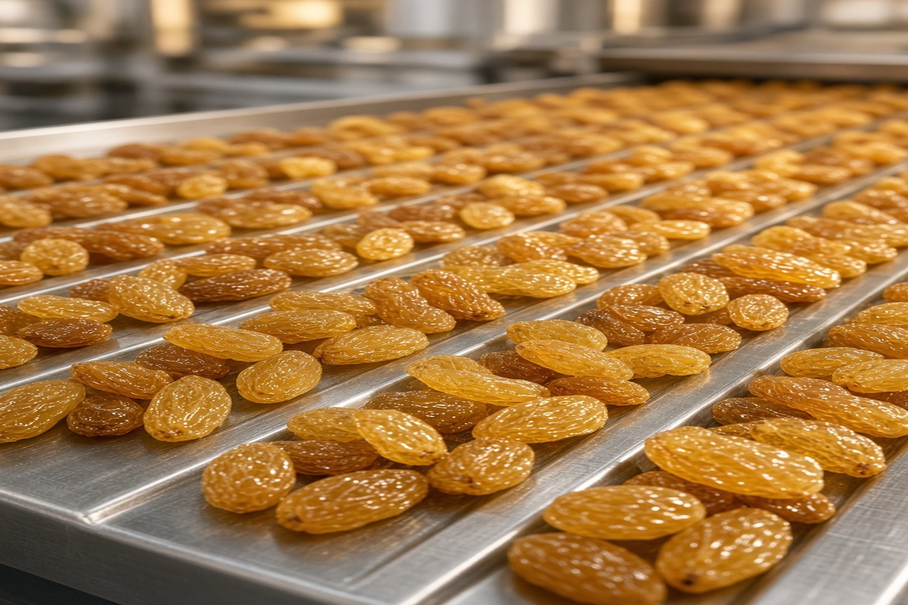 Iranian golden and sultana raisins on an export sorting line