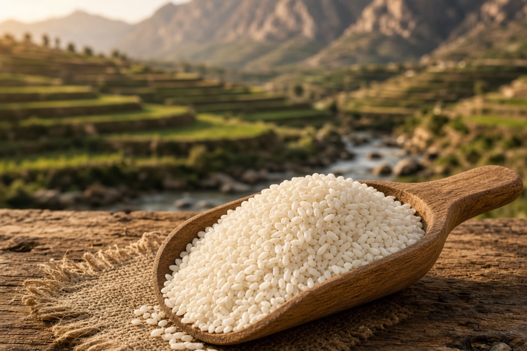 Lordegan Champa white aromatic rice — short grain and Zagros paddies
