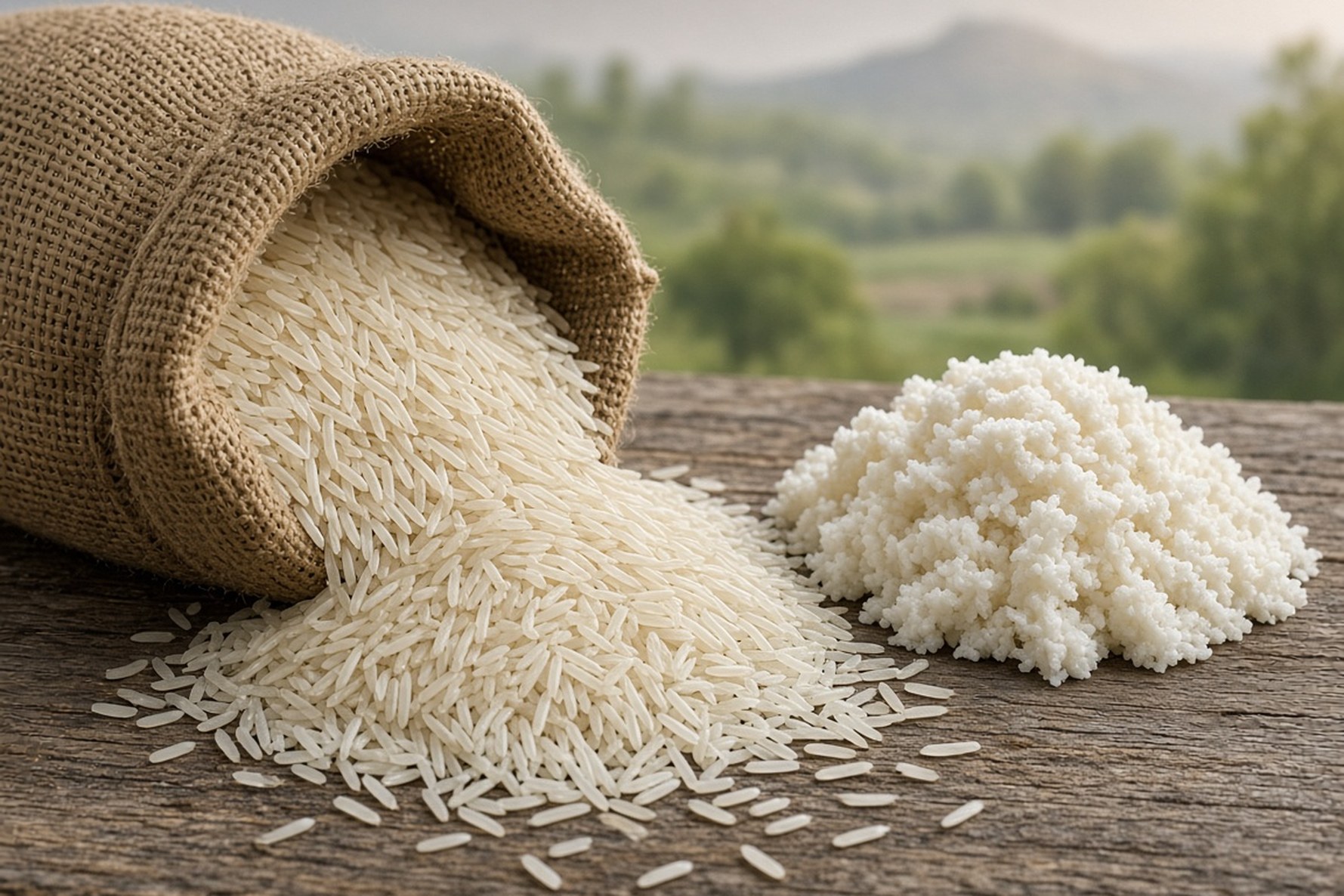 Mazandaran Tarom Amrollahi rice — long white grains in an export sack