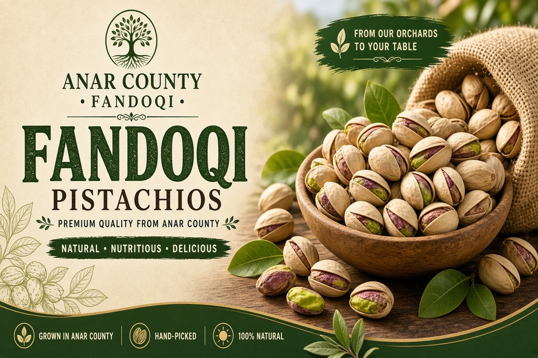 Anar County Round (Fandoqi) Pistachio Producers | Iranco