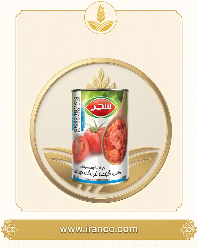 کنسرو گوجه پوست‌کنده در آب‌گوجه قوطی وزن خالص ۴۰۰ گرم سحر