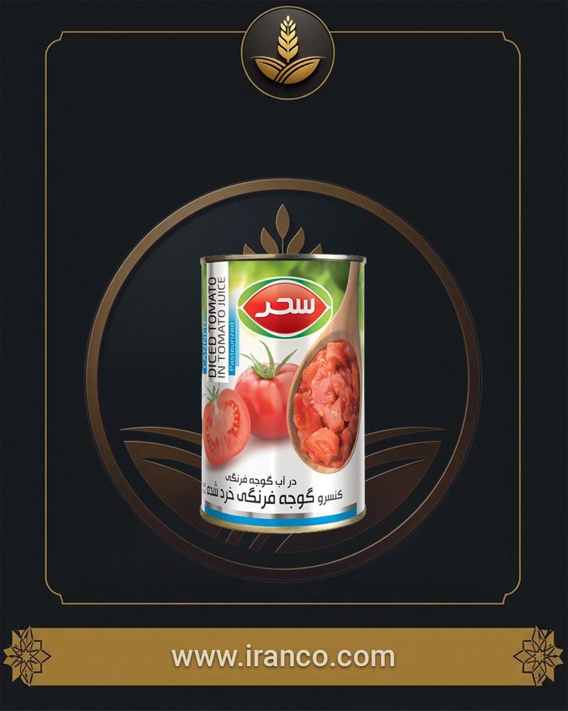 کنسرو گوجه پوست‌کنده در آب‌گوجه قوطی وزن خالص ۲۸۰۰ گرم سحر